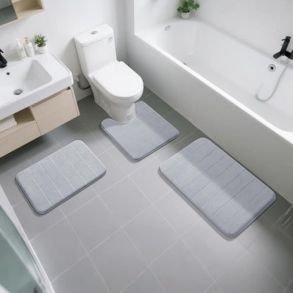Yimobra Memory Foam Bath Mat, Super Soft Absorbent Bathroom Rug Non Slip 31.5x20 Inch, Quick Dry, Machine Washable Floor Carpet for Tub Shower, Home Decor Accessories, Silver