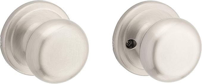Kwikset Juno Interior Passage Door Knob, Handle For Closet and Hallway Doors, Non-Locking Doorknob in Satin Nickel, with Microban Protection