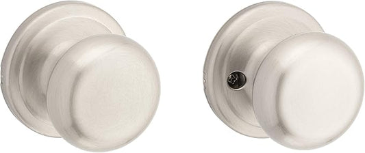 Kwikset Juno Interior Passage Door Knob, Handle For Closet and Hallway Doors, Non-Locking Doorknob in Satin Nickel, with Microban Protection