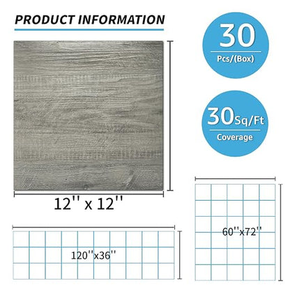 Art3d 30-Pack Peel and Stick Vinyl Floor Planks, 12 x 12 in, Taupe Ash | Premium Vinyl, Self-Adhesive, Waterproof, Wood Grain, Fade-Resistant, Scratch-Proof, Ideal for Kitchen, Dining Room, Bedrooms