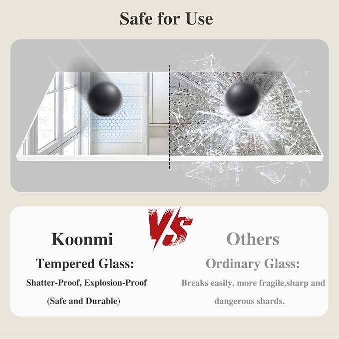 Koonmi White Rectangle Wall Mirror, 36x60 Inch Bathroom Mirror, Aluminum Frame Vanity Mirror for Entryway, Living Room, Bedroom Bathroom, Hangs Horizontally or Vertically