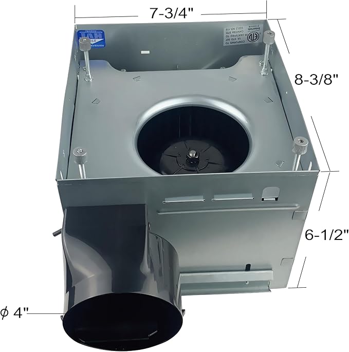 Good Housekeeping 81031 Kingsley Decorative 90 CFM 2.5 Sones Bathroom Ventilation Exhaust Fan with Light, Matte Black