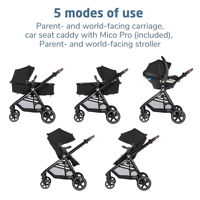 Maxi-Cosi Zelia 2 Luxe 5-in-1 Modular Travel System, New Hope Black