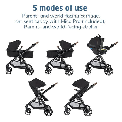Maxi-Cosi Zelia 2 Luxe 5-in-1 Modular Travel System, New Hope Black