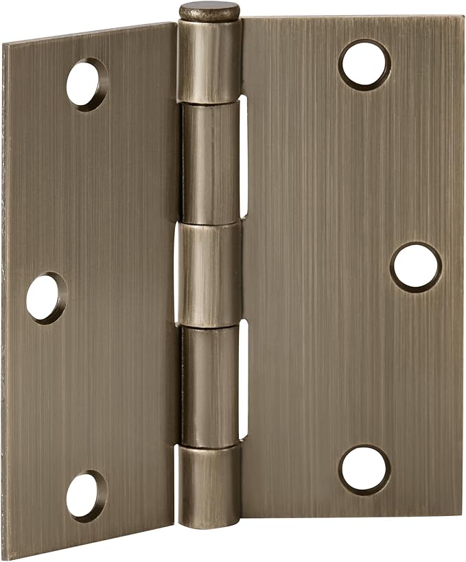 Design House 6-Pack Antique Brass Door Hinges – 3.5-inch x 3.5-inch – Square Corner Radius Steel Door Hinge – Fits Standard Doors – Design House 185876