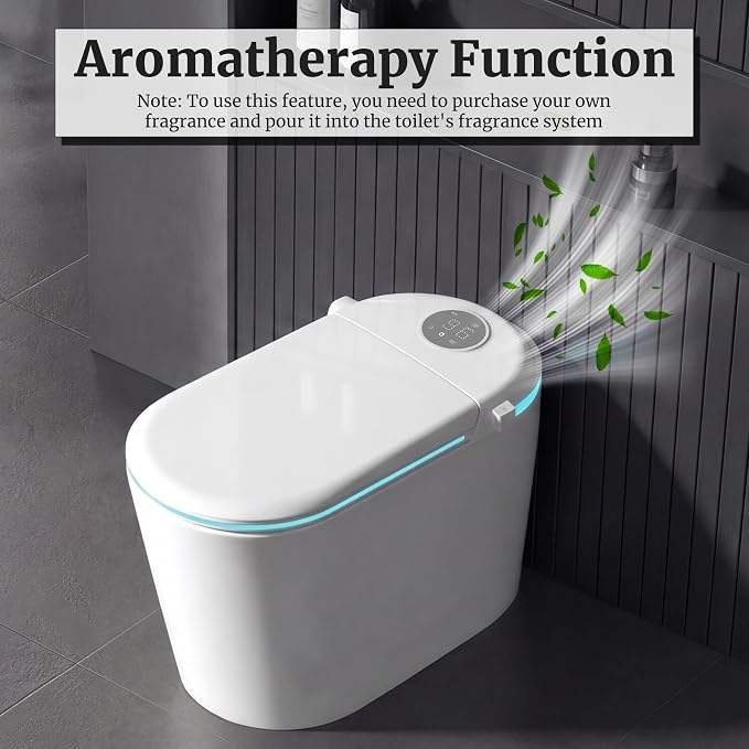 Smart Toilet with Tank Electric Bidet Toilet with ADA Comfort Height | Heated Seat Auto Flush/Lid&Seat Foot Sensor UV-C light Dryer One Piece Toilet with with Siphon Flush 1.28 GPF MAP 1000g