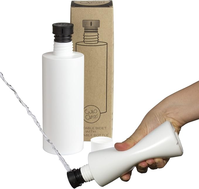 CuloClean Portable Bidet for Toilet or Travel (Black). Peri Bottle for Men and Women. Handheld Spray. Bath Essentials (CuloClean + Bottle, 1pcs Black)