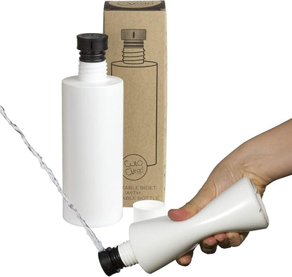 CuloClean Portable Bidet for Toilet or Travel (Black). Peri Bottle for Men and Women. Handheld Spray. Bath Essentials (CuloClean + Bottle, 1pcs Black)