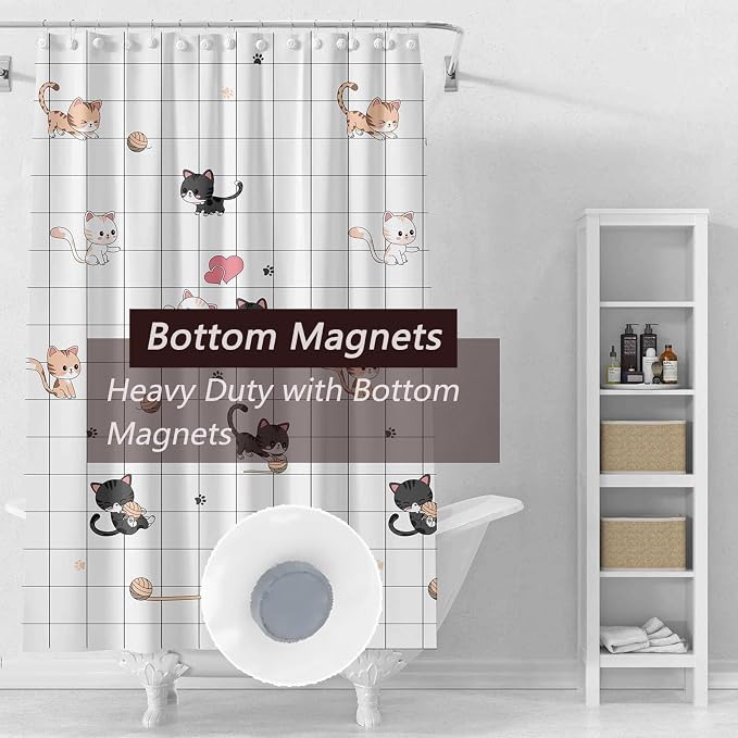 TIKABC Shower Curtain Liner, 4G PEVA Shower Liner, Plastic Peva Waterproof Shower Curtains, 72x72 inch with Grommet Holes 3 Magnetic Weights