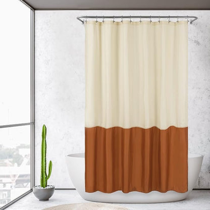 ALYVIA SPRING Waterproof Fabric Shower Curtain or Liner Cream/Orange, 72x72 | 3 Magnets, Soft Cloth & Hotel Quality, Machine Washable, Light-Weight, Standard Size