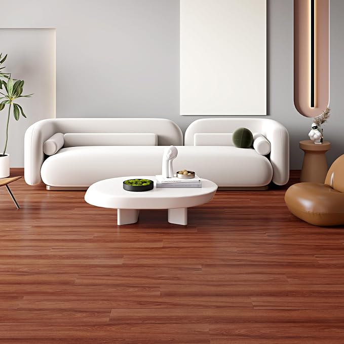 Hilarious Peel and Stick Vinyl Floor Tiles, Red Mahogany Wood 36 PCS 54 Sq.Ft Waterproof Stick On Flooring Self Adhesive Vinyl Flooring Stick on Tiles Vinyl Plank DIY for Bathroom Kitchen Living Room