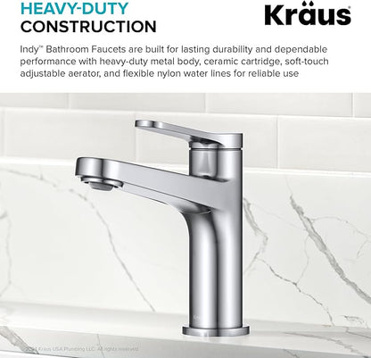 KRAUS Indy Single Handle One Hole Bathroom Sink Faucet in Chrome, KBF-1411CH