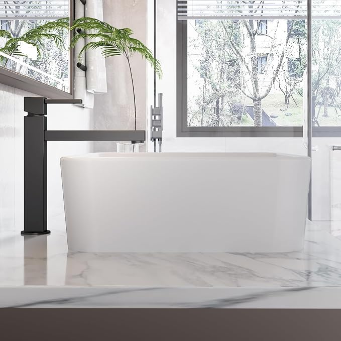 Bathroom Vessel Sink Rectangular Countertop Basin, 18.70×14.76×5.12 inch White Ceramic Vanity Sink for Apartment, Guest Bathroom, Home Refresh Project