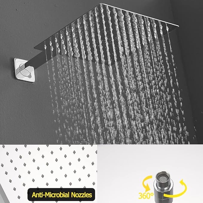 Chrome Shower System with Tub Spout Wall Mounted Tub Shower Faucet Set for Bathroom with High Pressure 10" Rain Shower head and Handheld Shower Head Kit