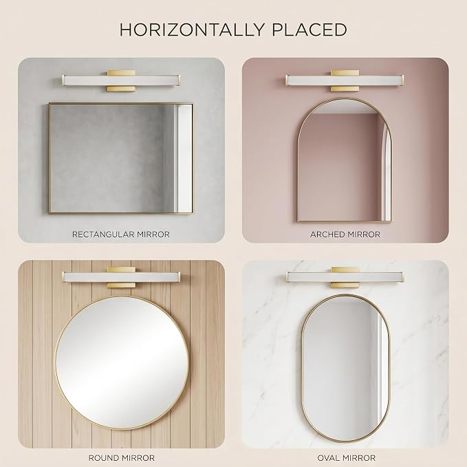 URSOLA 24" Modern LED Bathroom Light Fixtures, Golden 3CCT Dimmable Bathroom Vanity Light Over Mirror, Bathroom Vanity Bath Bar Lights with Double Layer Acrylic Shade