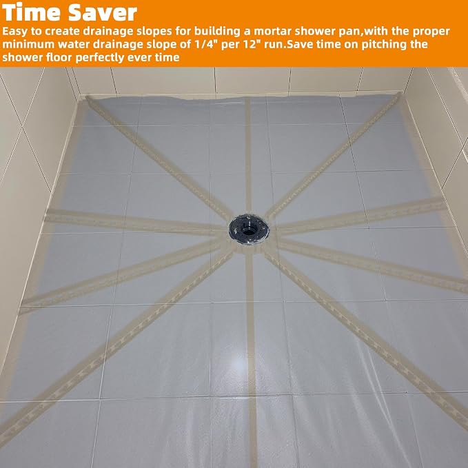 Shower Pitch Kit for Quick Install Sloped Shower Pan with 10 Float Sticks | Shower Slope Kit for Shower Floor Mortar Bed with Water Drainage Slope,Pre Sloped Shower Pan Kit,Fit 36x60" Floor