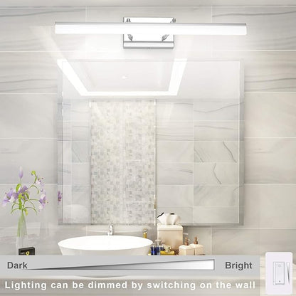 Aipsun 24 inch Dimmable LED Vanity Lights Adjustable Bathroom Light Fixtures Over Mirror Chrome Modern Vanity Lighting(White Light)