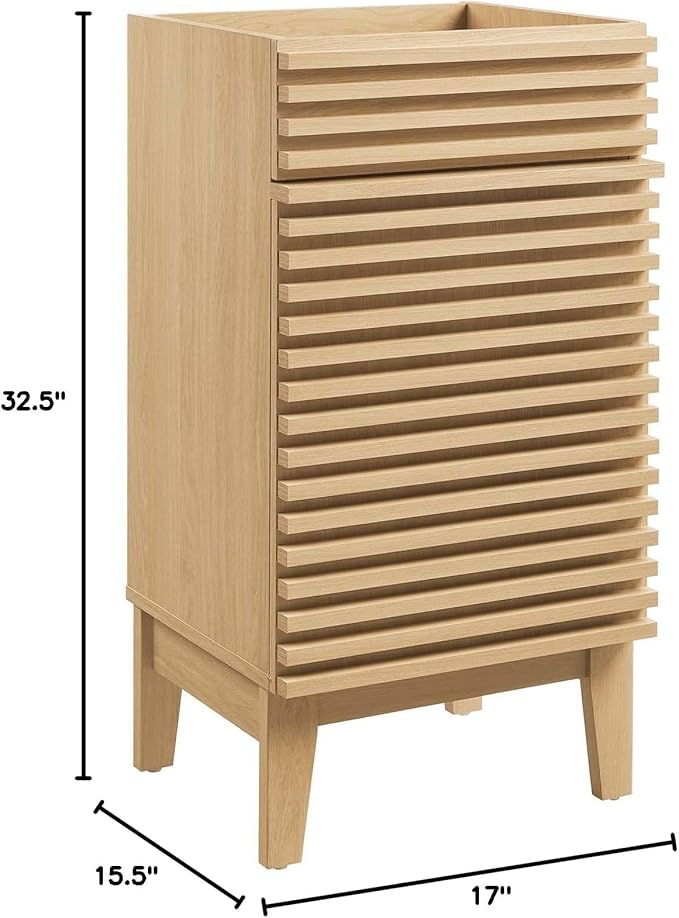 Modway Render 18" Bathroom Vanity in Oak - Sink Basin Not Included
