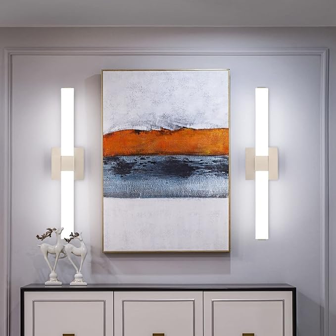 Brushed Nickel Bathroom Light Fixture - Modern LED Vanity Light Bar - 40 inch Bathroom Lighting Fixtures Over Mirror Cool Whtie 6000K