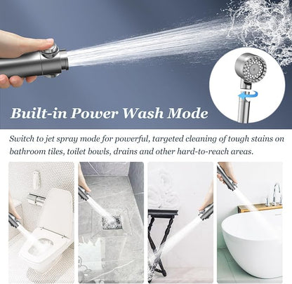 FEELSO Filtered Shower Head with Handheld, High Pressure Shower Filter Head | ON/OFF Switch, Anti-clog Nozzles, 4 Spray Showerhead with Filters for Hard Water, Remove Chlorine, Reduce Dry Itchy Skin
