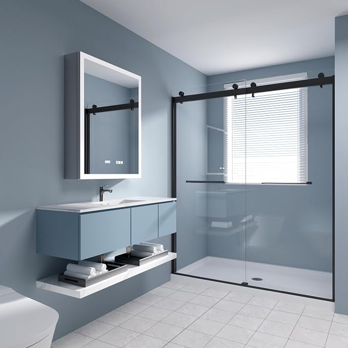 LED Medicine Cabinet 24x30 Anti-Fog Mirror Dimmable Recessed Mount | 3 Color Dimmable LED. Time Temp Display. Anti-Fog IP44. 2 Outlets+2 USB. Plug-in/Hardwired. Recessed/Wall Mount. Left Hinge