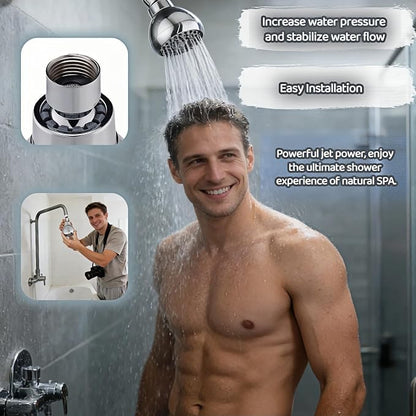 High Pressure Shower Head with 45 Self-Cleaning Nozzles, 360° Brass Ball Joint, Anti-Clogging & Leakproof, Powerful Jet for Low Water Pressure, SPA Rainfall Experience
