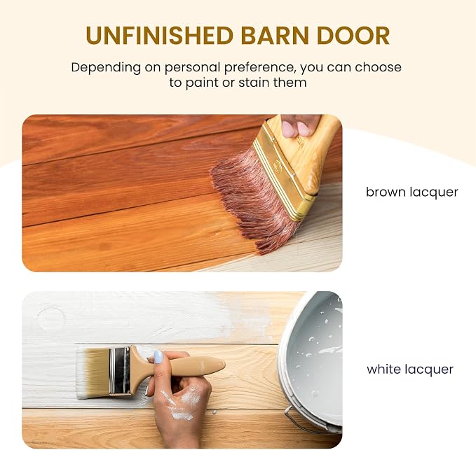 SmartStandard 32in x 84in Sliding Barn Wood Door Pre-Drilled Ready to Assemble, DIY Unfinished Solid Spruce Wood Panelled Slab, Interior Single Door Only, Natural, K-Frame (Fit 6FT Rail) | Pre-Drilled Ready to Assemble, DIY Unfinished Solid Spruce Wood...