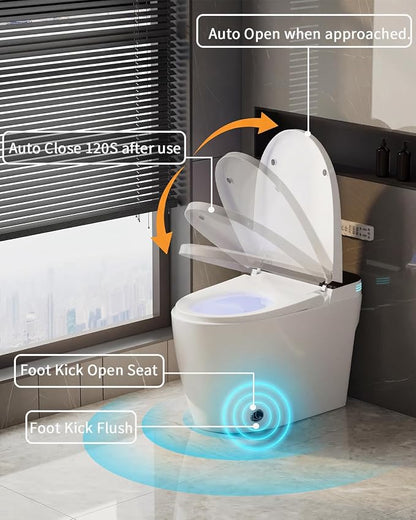 TOTTE Smart Toilet with Bidet, Auto Open/Close Lid, Bidet Toilet with Powerful Flush, Instant Warm Water, Elongated Smart Toilet with Heated Seat, Dryer, Modern Bathroom Toilets with Deodorization
