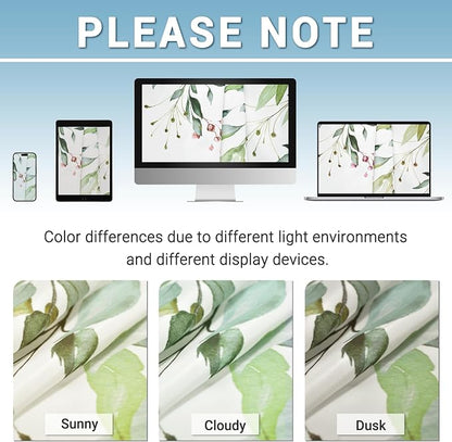 No Hook Shower Curtain with Liner, Eucalyptus Sage Green, 71x74 | Snap in Liner, 3 in 1, Water Repellent, Easy Install, Machine Washable, Hotel Style for Bathroom, Watercolor Pattern
