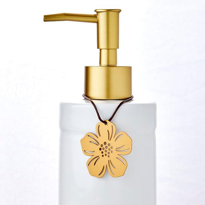 SKL Home Seasonal Charm Soap/Lotion Dispenser & 4 Holiday Charms, Warm Gold | Interchangeable designs to celebrate all year! Gift-ready & great for the bathroom, kitchen, bar or any sink space.