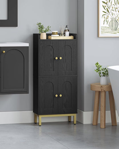 Bathroom Cabinet, Small Storage Cabinet with 4 Doors, Bathroom Organizers and Storage Cabinets with Adjustable Feet. Cabinets Freestanding for Living Room, Kitchen, 7.1"D x 14.6"W x 32.7"H