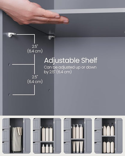 VASAGLE Floor Storage Cabinet, Freestanding Storage Unit with 3 Drawers, 1 Adjustable Shelf, for Bathroom Living Room Dining Kitchen, 11.8 x 23.6 x 31.5 Inches, Dove Gray UBBC049G02
