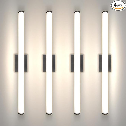 ASD 36" LED Linear Vanity Light Fixture, Modern Bathroom Sconce — 3 Color 3000K-5000K, Dimmable, 30W 2100LM, Energy Star & ETL Listed — Over Mirror Makeup Bar for Bedroom, Cabinets — Black, 4 Pack