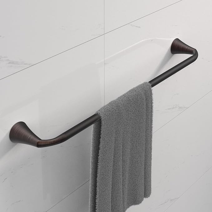 PIERCETON Collection, 5-Piece Bathroom Hardware Accessories Set, Towel Ring, Adjustable Expandable Towel Bar, Two Towel and Robe Hook, Toilet Paper Holder, Wall Mounted, Venetian Bronze
