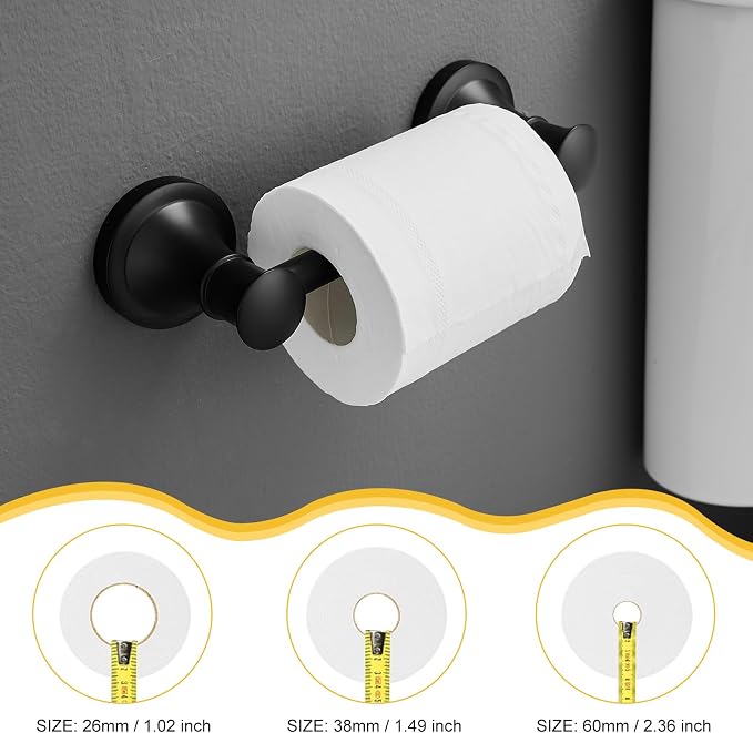 Bathroom Toilet Paper Holder Wall Mount Tissue Holder Matte Black | Rustproof Toilet Tissue Roll Holder, Flexible Double Post Pivoting Handle, Bathroom Accessories SUS304 Stainless Steel