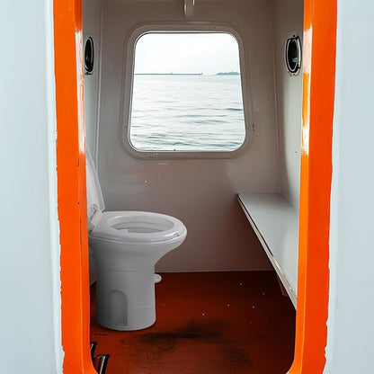AW RV Toilet Porcelain Enamel & HDPE Gravity Flush Camper Trailer Toilet | Elongated 20" High Profile Foot Pedal Flush Motorhome Caravan