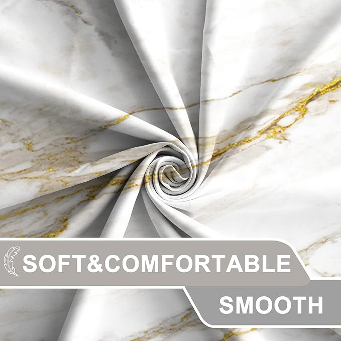 AWERT Abstract Minimalism White and Gold Ink Art Marble Shower Curtain for Bathroom Modern High Definition Printing Waterproof Shower Curtain with Hooks Bathroom Decor 72x84 inch
