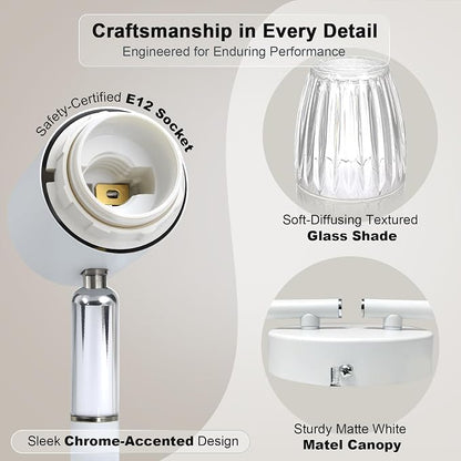 HiBay 4-Light Track Lighting White, Adjustable Modern Ceiling Light Fixture | with Glass Shades, Flush Mount Ceiling Wall Spotlight Indoor for Bathroom, Kitchen, Living Room, E12 Base, No Bulbs