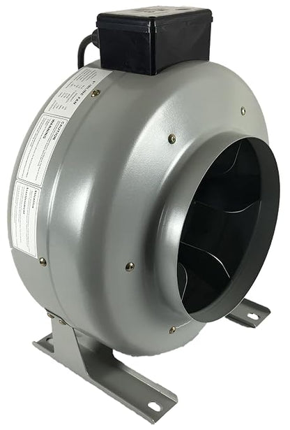 M-8 In-Line Duct Booster 8" Metal | 8 in metal inline duct fan delivers 720 CFM for quiet bathroom, spa, grow room, radon and other high-moisture applications.