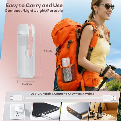 Portable Electric Bidet for Travel with 180° Adjustable Nozzle, Strong Water Pressure- Handheld Rechargeable USB-C Bidet,350ml Waterproof Personal Hygiene Cleaner for Postpartum Women, Camping (Pink)