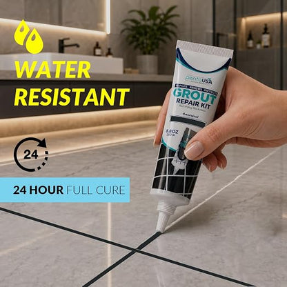 Premixed Tile Grout Repair Anthracite Charcoal Gray (17.6oz/500g) | Acrylic sanded formula, for bathroom shower kitchen tile, water-resistant, 24-hour cure, 58 sq ft, value 2-pack