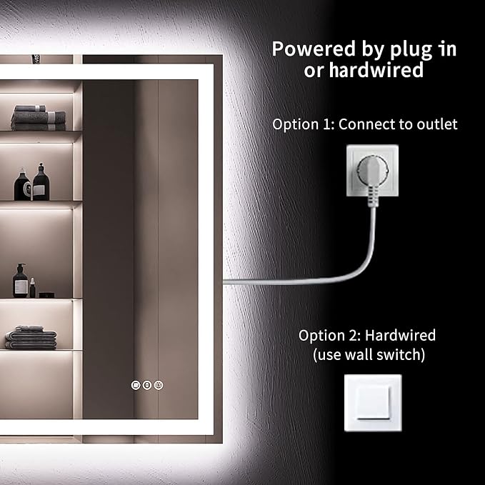 LOAAO 36"X36" LED Bathroom Mirror with Lights, UL Listed | Anti-Fog, Dimmable, 3 Color Temperature, Backlit + Front Lit, Memory Function, Tempered Glass