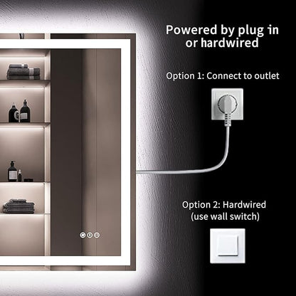 LOAAO 36"X36" LED Bathroom Mirror with Lights, UL Listed | Anti-Fog, Dimmable, 3 Color Temperature, Backlit + Front Lit, Memory Function, Tempered Glass