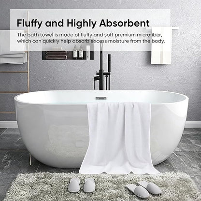 HOMEXCEL Bath Sheets 2PK, 35x70 in, Absorbent&Soft, Extra Large Bath Towel | Lightweight and Quick Drying Microfiber Towels for Bathroom, Yoga, SPA, Fitness, White
