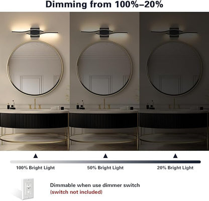 Joossnwell Vanity Light for Bathroom Lighting Fixtures Over Mirror Black Dimmable 5CCT Vanity Lighting Fixture Modern Bath Vanity Lights Bar 23 Inch Led Bathroom Sconces