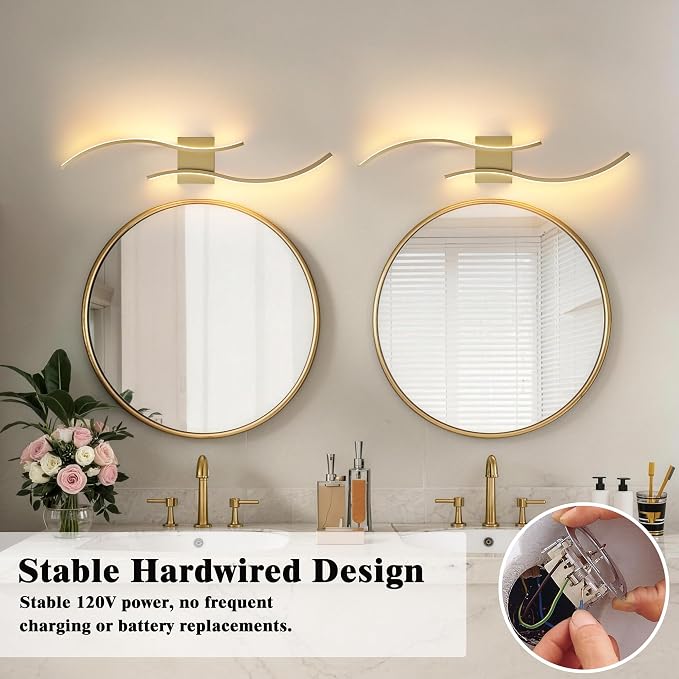 KARTOOSH Hardwired LED Vanity Lights for Bathroom | 2 Pack 31.5 Inch, 3CCT Dimmable, Waterproof, Rustproof, Bathroom Light Fixtures Over Mirror