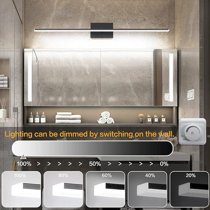 Modern LED Dimmable Vanity Light 40 inch Matte Black Bathroom Wall Lighting Fixtures