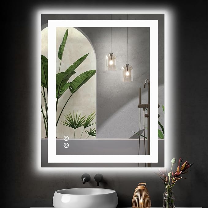 DUMOS 32.1"x40.1" LED Bathroom Mirror, Bathroom Vanity Mirror | Smart Anti-Fog, Front Light and Backlit, 3 Color Temperatures, Dimmable, Memory Function