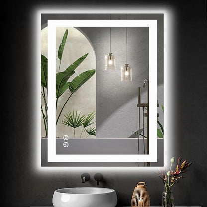 DUMOS 32.1"x40.1" LED Bathroom Mirror, Bathroom Vanity Mirror | Smart Anti-Fog, Front Light and Backlit, 3 Color Temperatures, Dimmable, Memory Function