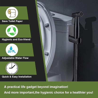 Handheld Bidet Sprayer, Toilet Cleaning, Baby Diaper, Hygienic Cleanup, Quick and Easy Installation, Multiple Uses, Stainless Steel, Brushed Finish
